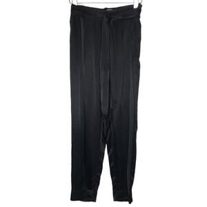 Anthropologie 2  ETT TWA Womens Satin Tie Waist Pants Black